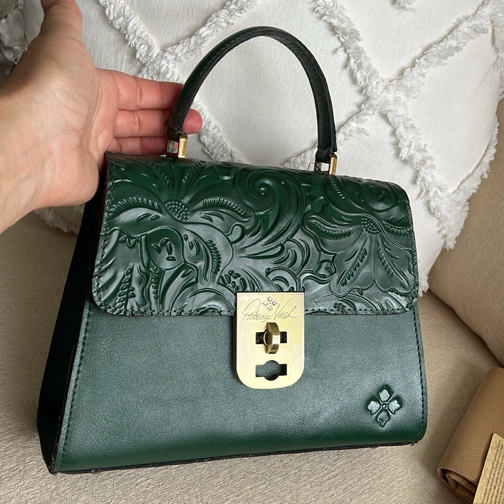 PATRICIA NASH Chauny satchel with crossbody strap dark green leather